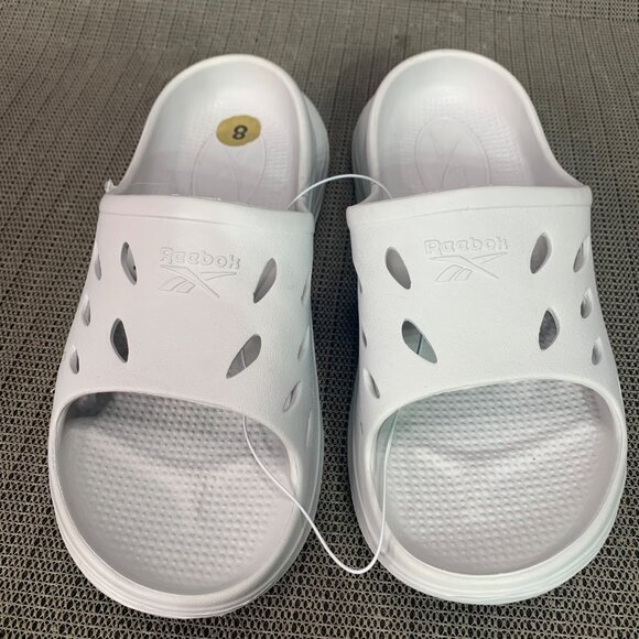 Reebok Slide Sandals Mens Size 8 White Lightweight Open-Toe Slip-On - Picture 1 of 8